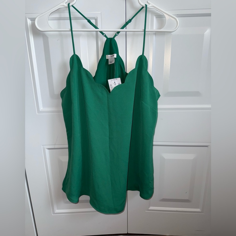 NWT J. Crew Lined Scalloped Camisole in Green Size 6